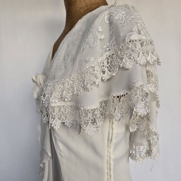 Vintage Scott McClintock Cream Lace Rose Dress - Picture 6 of 9